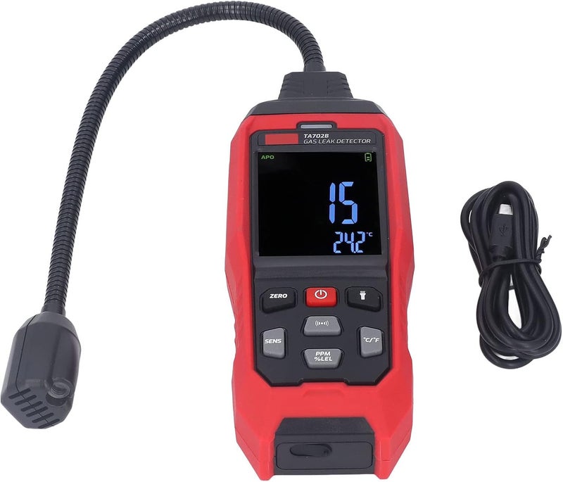 Portable Gas Leak Tester with Ten Hole Airway Probe and Integrated Work Light for Pipeline and Regulator Inspection, Gas Detector with VA Color Display and Audible Visual Alarm - Image 5
