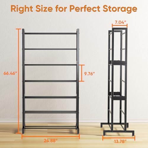 POKIPO 3D Printer Filament Storage Rack 7-Tier, Heavy Duty Large Capacity Filament Organizer Holds up to 63 Spools, Multi-Layer 3D Printing Rolls Shelf for Home, Office Workshop, School (Shelf Only) - Image 2
