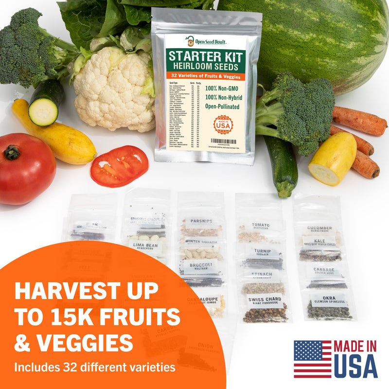 Open Seed Vault 15,000 Non GMO Heirloom Vegetable Seeds for Planting Vegetables and Fruits - 32 Variety Pack of Vegetable Seeds for Gardening, Survival Gear, Seed Vault Emergency Supplies Kit - Image 2