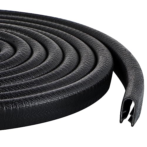 Sanbege Rubber Edge Trim Guard 10ft/3m, Adhesive Free Door Edge Protector, U Shape Edge Seal Strip with Embedded Metal Clips Fits 3/64" to 1/4" Thick Edges (Black) - Image 1