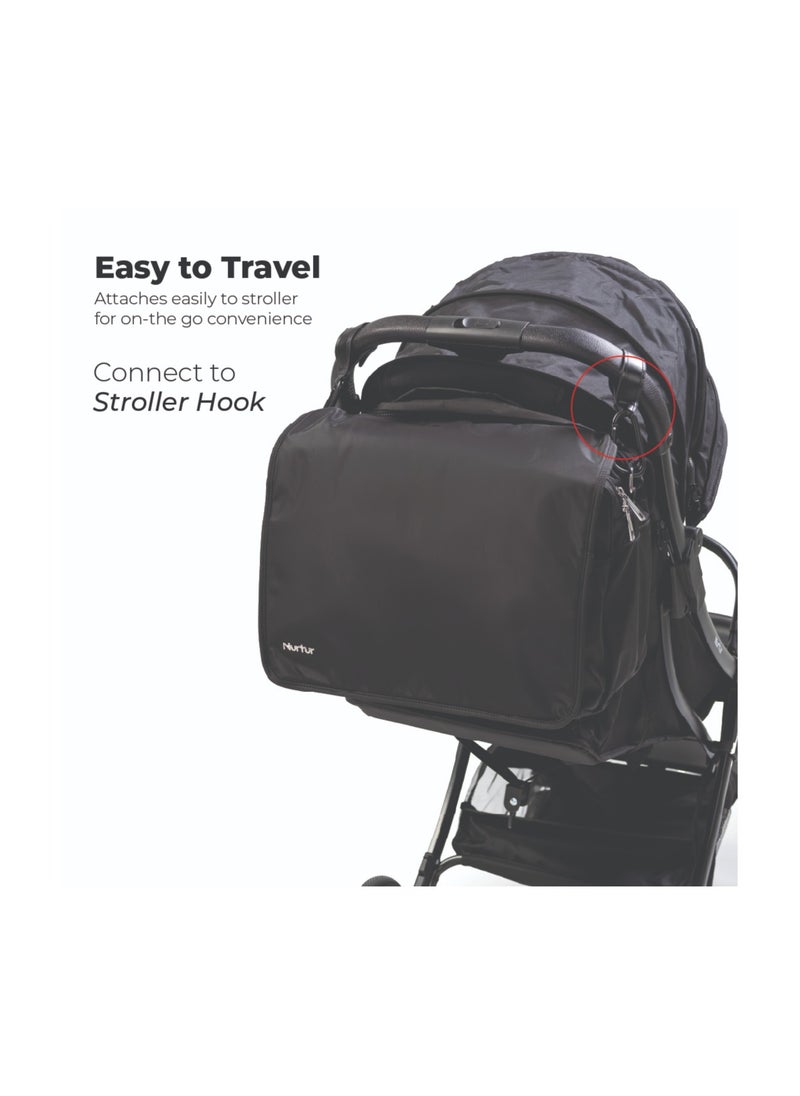 Nurtur Nurtur Metro Messenger Diaper Bag Fashion Tote Bag Multifunction Travel Bag with insulator bottle warming pocket and changing pad - Black  - Image 2