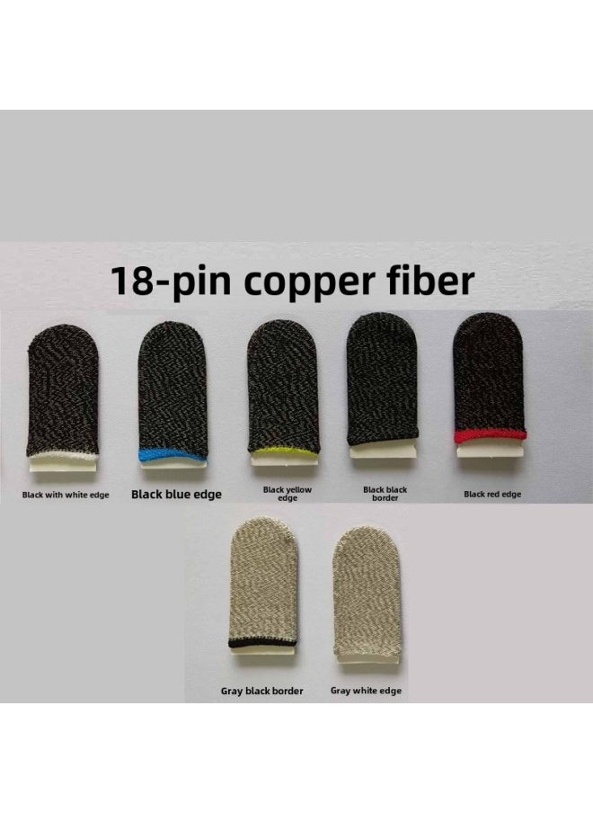 Generic Professional Gaming Finger Sleeves Sweat-resistant Anti-slip High Sensitivity Mobile Game Gloves Pubg Stimulus Battlefield Army-Product Color:18-pin Copper Fiber (single With Cardboard Mixed Color)  - Image 1