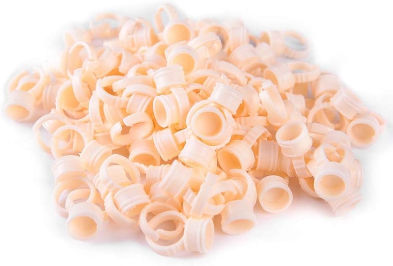 ANGGREK 100Pcs Silicone Semi-Permanent Ink Ring Cup for Pigment Holder Eyebrow Ring Cup Microblading Finger Glue Cup Tools(M(Without Division))