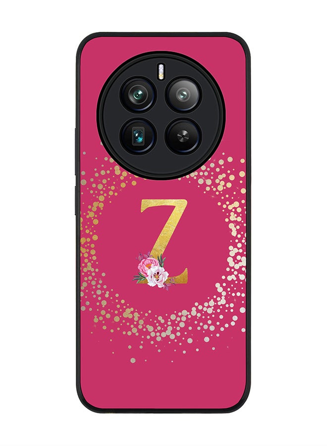 Stylizedd Rugged Black edge case for Realme 12 Pro / Realme 12 Pro Plus 5G, Custom Monogram Initial Letter Floral Pattern Alphabet-Z (Deep Pink Rose) - Image 1