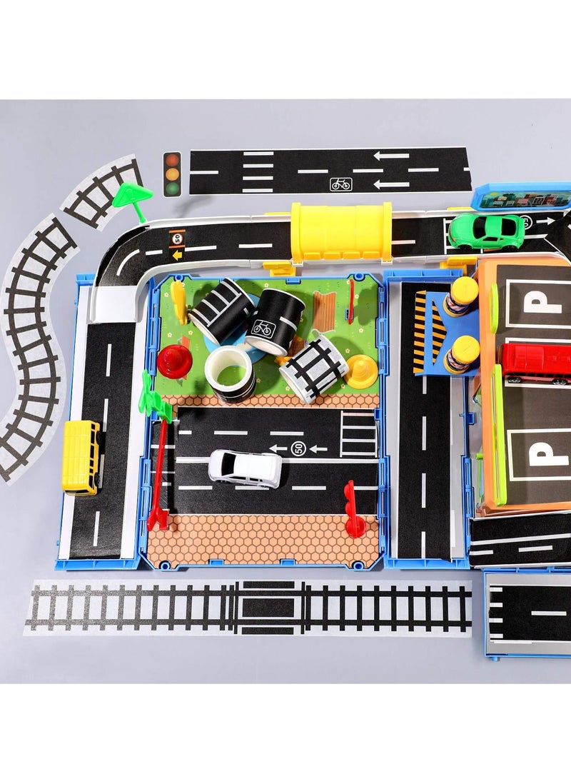 8 PCS Trains Railways Road Tape DIY Traffic Sign Train Track Model Traffic Washi Tape Road Sticker Rolls for Toy Cars - Image 2