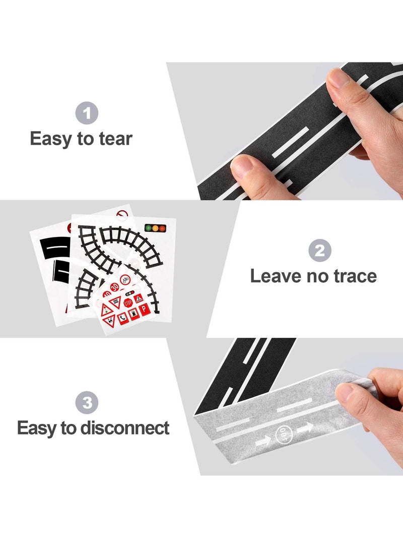 8 PCS Trains Railways Road Tape DIY Traffic Sign Train Track Model Traffic Washi Tape Road Sticker Rolls for Toy Cars - Image 4