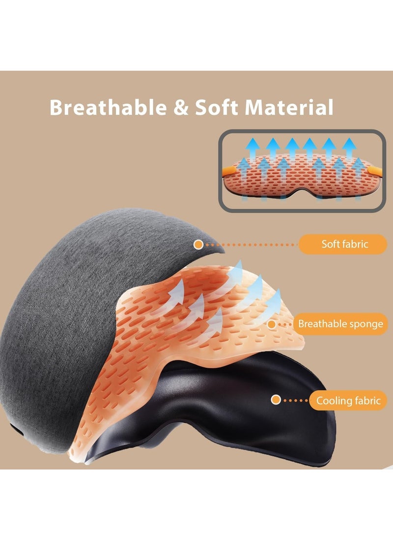 KASTWAVE Noise Cancelling Sleep Mask with Ear Plugs, 3D Sleeping Eye Mask for Women/Men, Adjustable Blindfold Eye Covers for Sleep/Travel/Airplane - Grey - Image 2