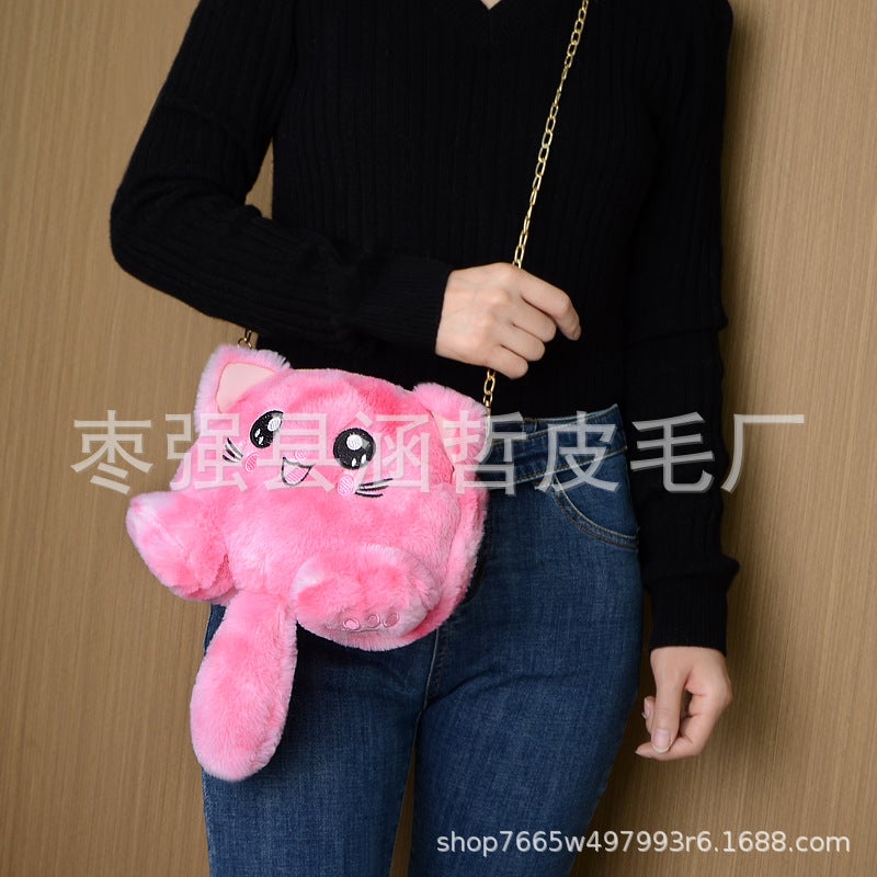 New Korean Cartoon Plush Coin Purse Cat Cute Doll School Bag Fashionable Soft Cute College Style Kitten Bag - Image 3