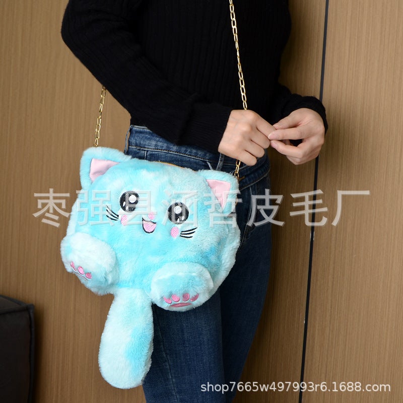 New Korean Cartoon Plush Coin Purse Cat Cute Doll School Bag Fashionable Soft Cute College Style Kitten Bag - Image 2
