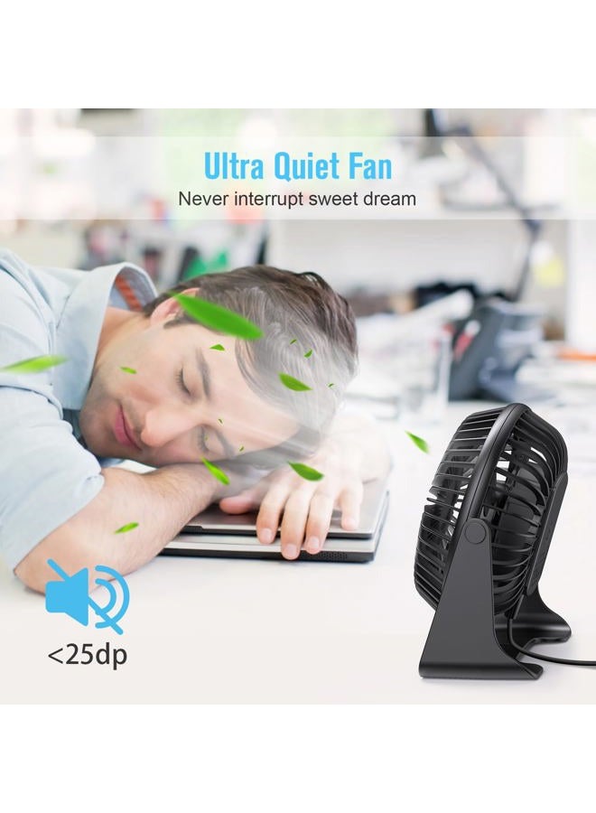 BESKAR USB Small Desk Electric Fan, Portable Fans with 3 Speeds Strong Airflow, Quiet Operation and 360°Rotate, Personal Table Fan for Home,Office, Bedroom - 3.9 ft Cord - Image 5