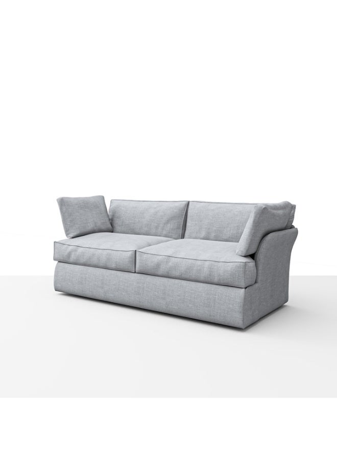 Plush 2-Seater Sofa – Textured Fabric  -Silver -Beech Wood Frame with Coil Springs – Latex & Down Alternative Filling – 205 x 100 x H80 cm – Soft Linen Feel Upholstery
