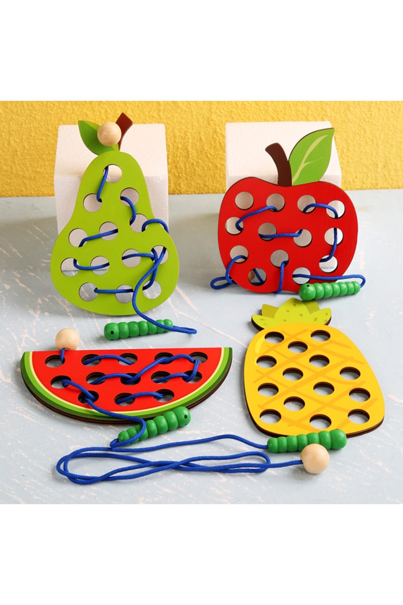 erorex Caterpillars Eat Fruits Threading Toys Fine Motor Training - Image 2