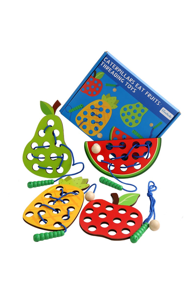 erorex Caterpillars Eat Fruits Threading Toys Fine Motor Training - Image 1