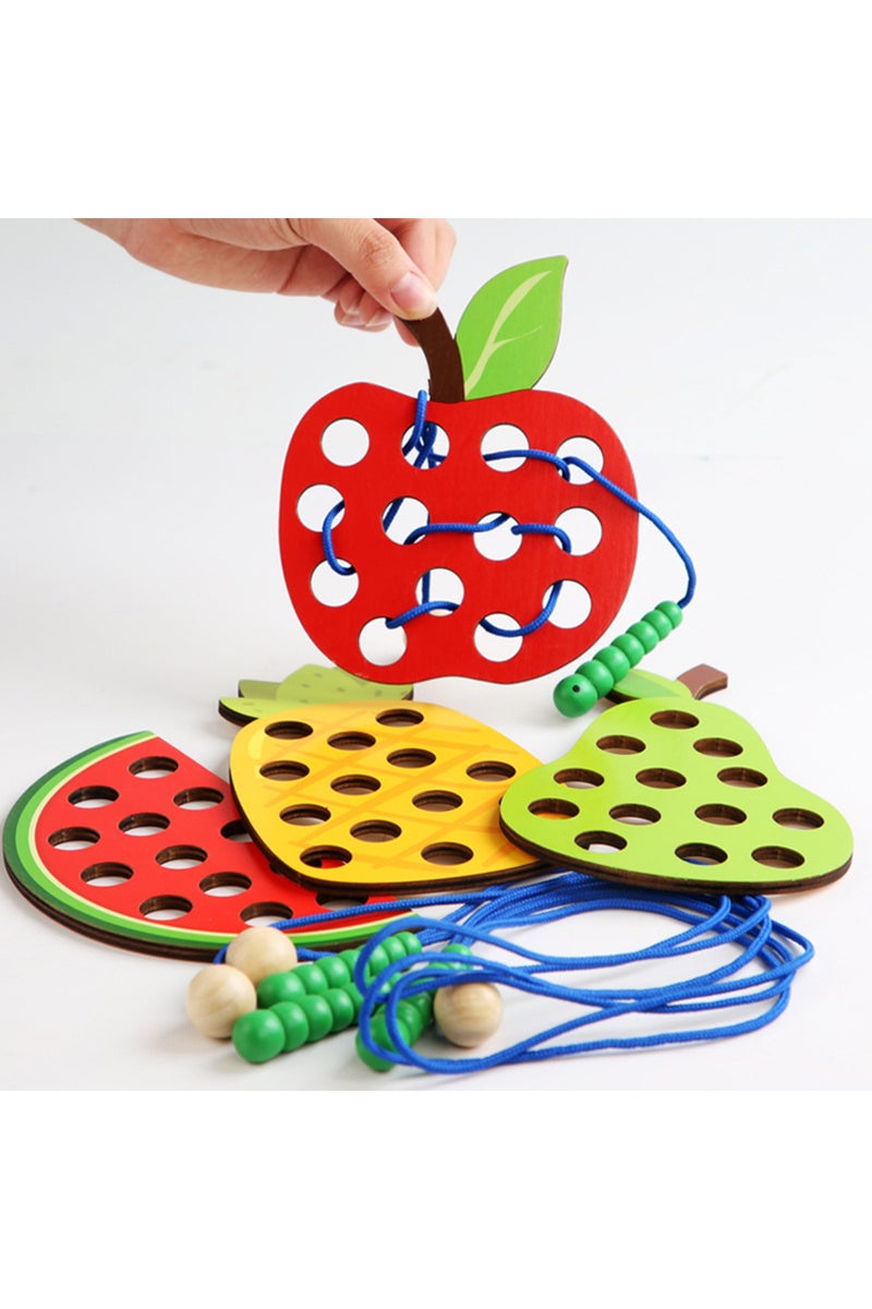 erorex Caterpillars Eat Fruits Threading Toys Fine Motor Training - Image 3