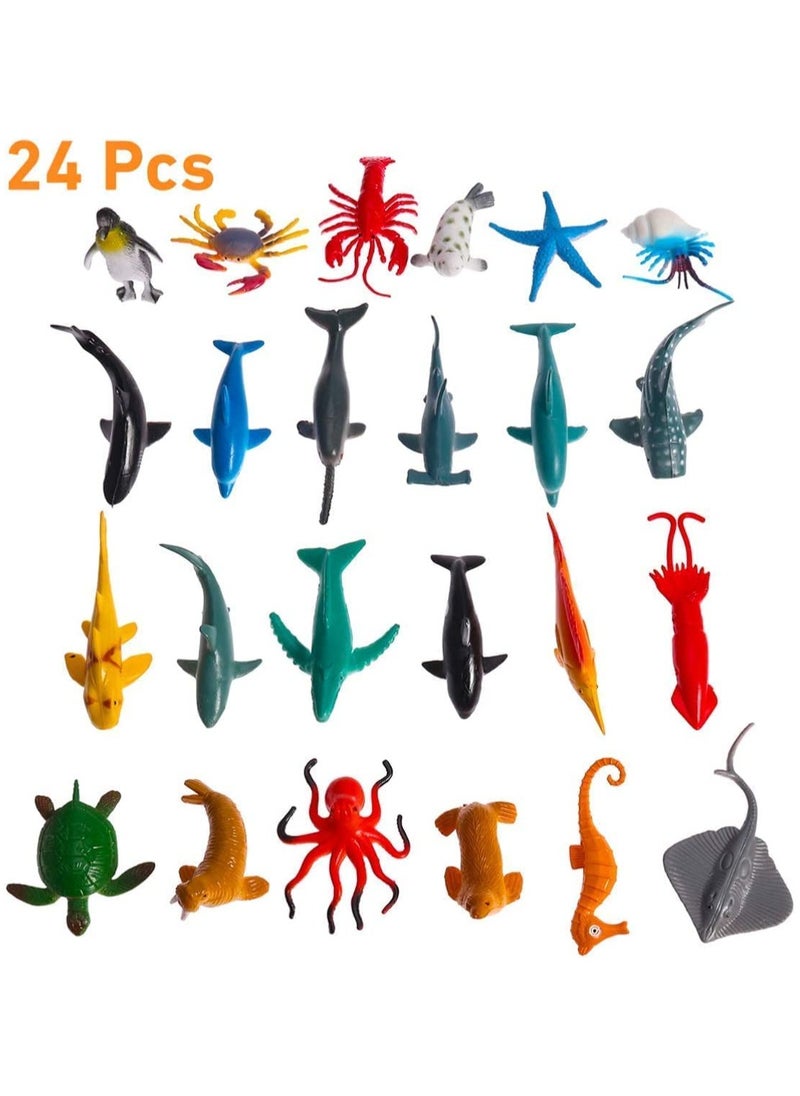 Sea Fish Figures Ocean Animal Figurine Toys Plastic Shark Model for Children Kids Toddler 24pcs (Mix Model)  - Image 1