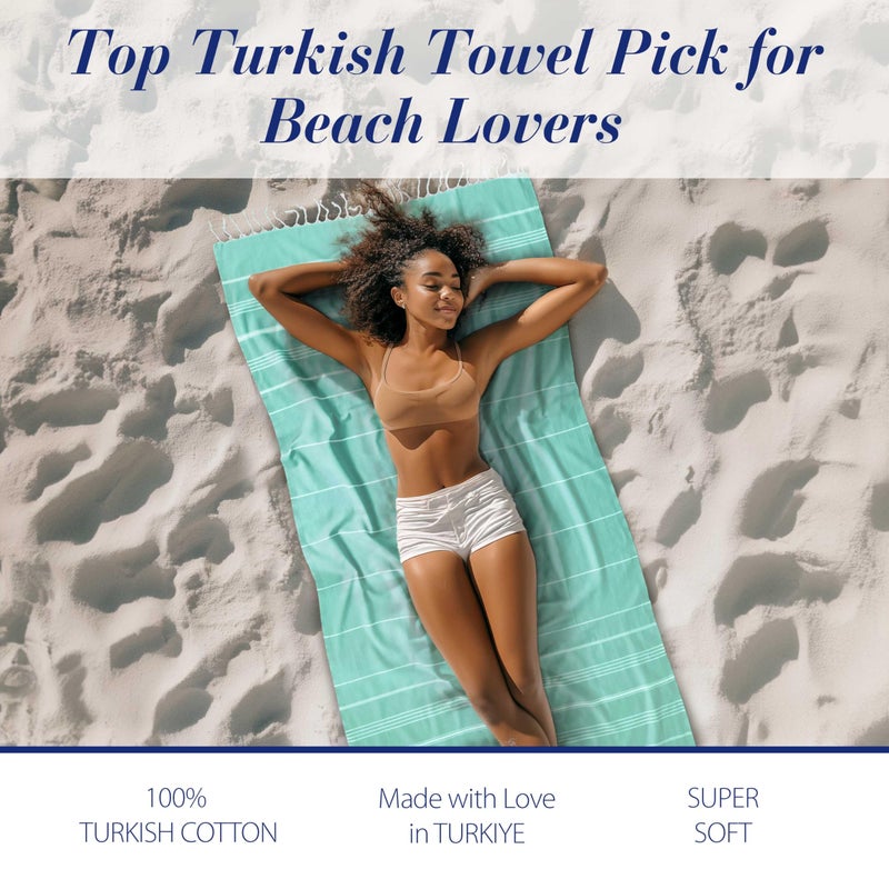 Cacala Lightweight and Thin Turkish Beach Towel 100% Cotton Sand-Free and Quick-Drying Goodness Perfect as an Extra Large Travel Towel, Beach Accessory, or Gift for Beach Lovers, 37 x 70 - Image 3