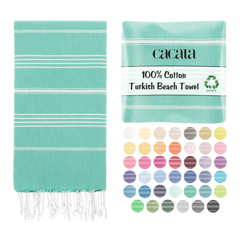 Cacala Lightweight and Thin Turkish Beach Towel 100% Cotton Sand-Free and Quick-Drying Goodness Perfect as an Extra Large Travel Towel, Beach Accessory, or Gift for Beach Lovers, 37 x 70 - Image 1