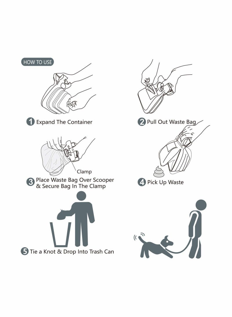 SOLARAE Pooper Scooper for Pets, Portable Pet Waste Scooper for Walking Large and Small Dogs Outside Yard or Travel Outdoors, Pup Poop Scoop with Container and 30 Pcs Pet Waste Bag - Image 5