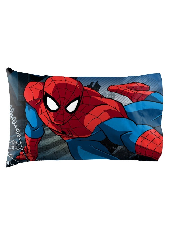 Jay Franco Kids Sheet Set with Fitted Flat Sheets Pillow Cover UltraSoft Bedding with Pillowcase for Room Decor White Spiderman 3 Piece Twin - Image 5