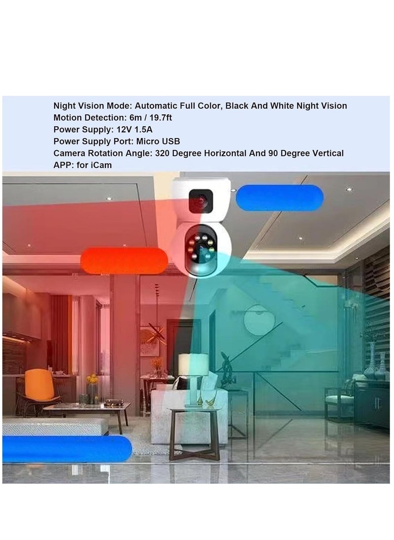ELTRAZONE WiFi Dual Lens Security Camera HD Wireless Home Camera with Wide Angle NightMotion Detection, 2 Way, Panoramic Shooting, Rich Functions, HD Night - Image 3