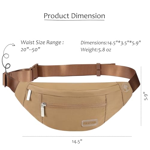 Maxtop Fanny Pack Shoulder Sling Bag for Men Women, Crossbody Bag for Travel Running Fitness Workout Khaki Waist Pack with Adjustable Straps - Image 5