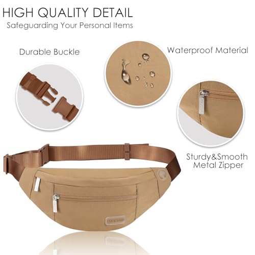 Maxtop Fanny Pack Shoulder Sling Bag for Men Women, Crossbody Bag for Travel Running Fitness Workout Khaki Waist Pack with Adjustable Straps - Image 4
