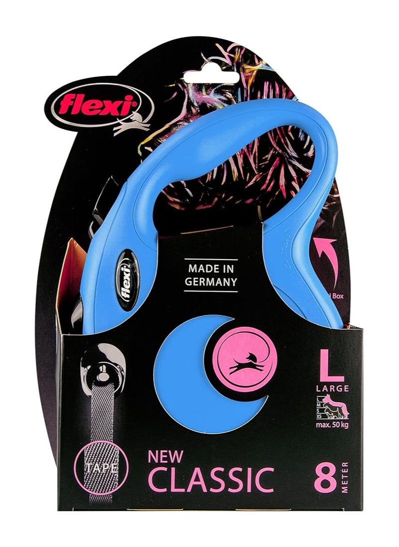 Flexi - Flexi New Classic L Retractable Dog Leash – 8m Tape, Durable & Tangle-Free – Stylish Blue for Large Dogs up to 50kg - Image 1