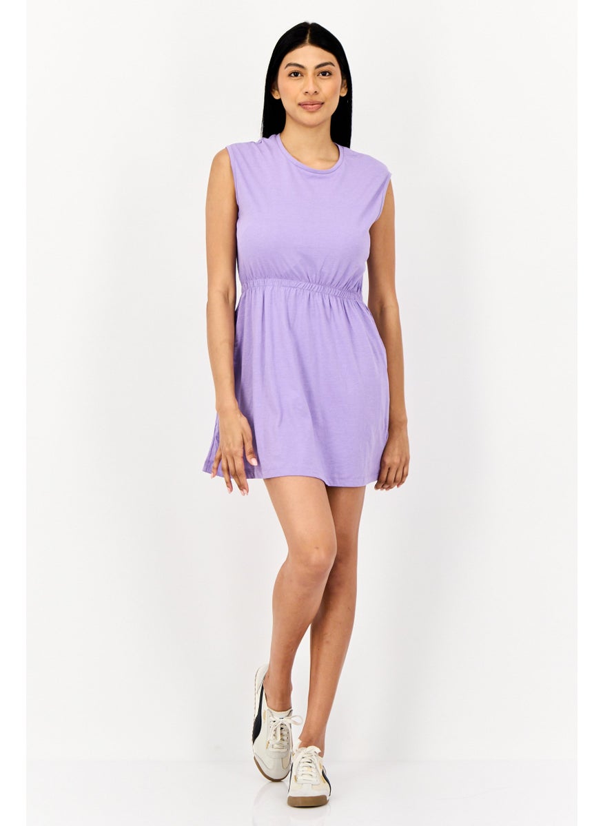 ONLY Women Plain Casual Mini Dress, Purple  - Image 3