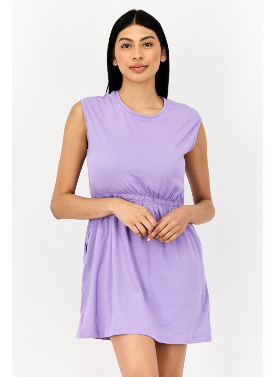 ONLY Women Plain Casual Mini Dress, Purple  - Image 1