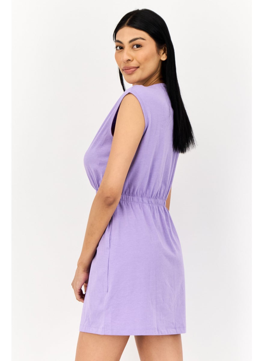 ONLY Women Plain Casual Mini Dress, Purple  - Image 4
