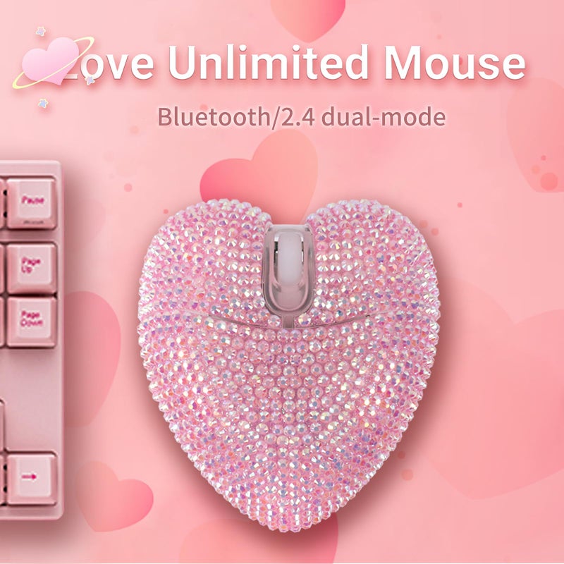 elec Space Stylish Heart-Shaped Wireless Bluetooth Mouse â€“ Rechargeable, Silent, RGB Light and Perfect for Laptop & PC - Image 3