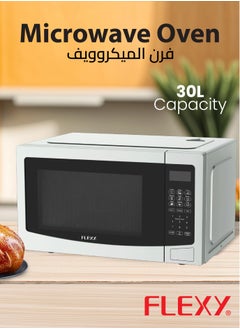 Flexy Flexy Microwave Oven 30L, 900W, Grill Function, 220V, 10 Power Levels, 8 Auto Menus, 99-Min Timer, 315mm Turntable, Silver, Membrane Control, 2-Year Warranty.  - Image 2