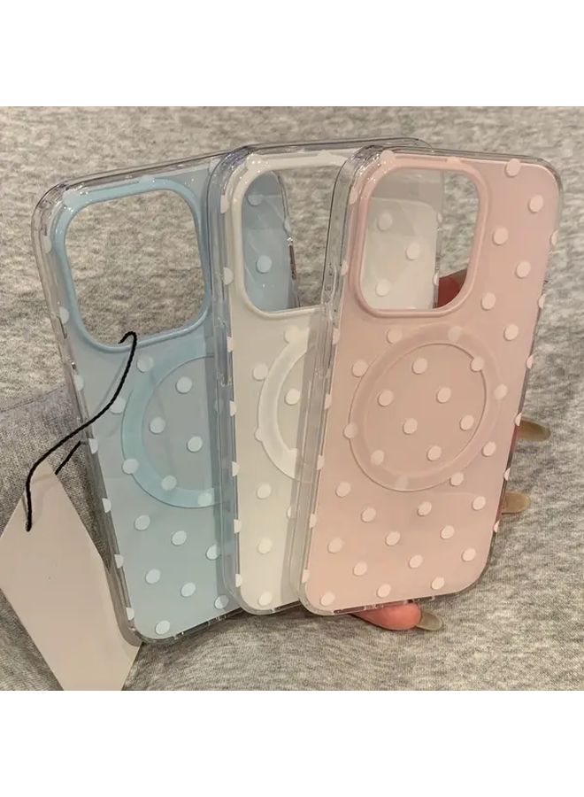 حافظة شحن لاسلكية ومغناطيسية منقطة باللون الوردي لهاتف iPhone 17 Pro مقاومة للصدمات - Image 4