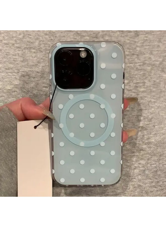 حافظة شحن لاسلكية ومغناطيسية منقطة باللون الوردي لهاتف iPhone 17 Pro مقاومة للصدمات - Image 3