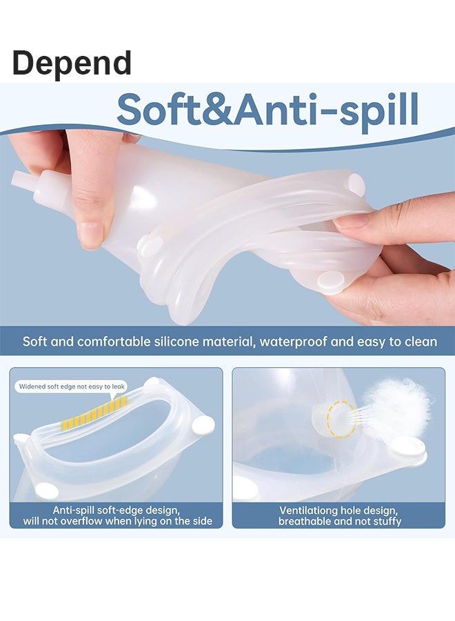 Depend Reusable Silicone Urine Collector with Portable Wearable Urinary Drainage Bag System Wearable Washable Urinal Collector For Old Man While Sleeping Bed Patients For 60+ Years Old, Blue - Image 5