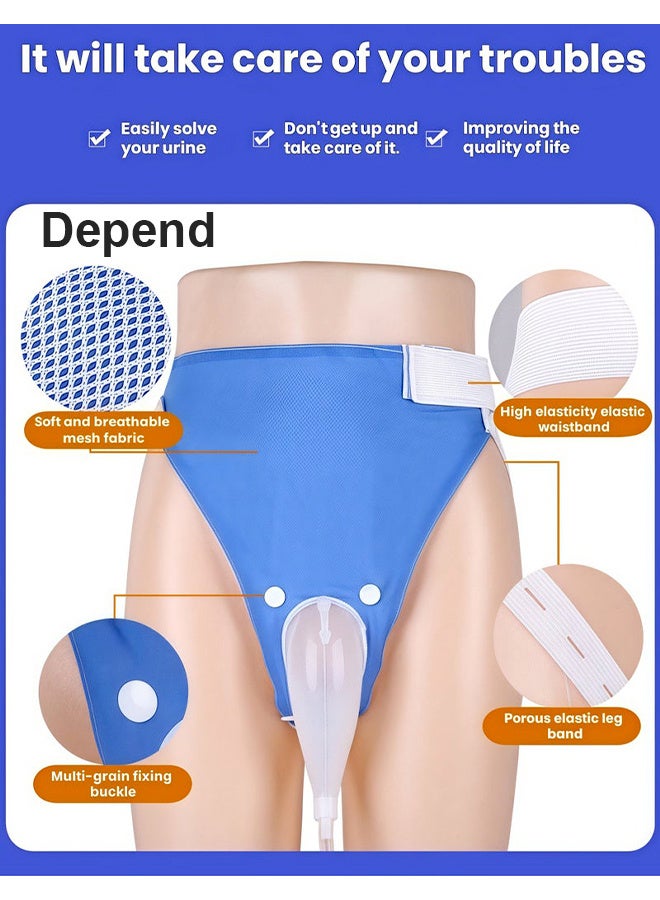 Depend Reusable Silicone Urine Collector with Portable Wearable Urinary Drainage Bag System Wearable Washable Urinal Collector For Old Man While Sleeping Bed Patients For 60+ Years Old, Blue - Image 2