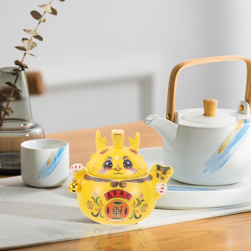 Ceramic Zodiac Dragon Canister With Lid Year Of The Dragon 2024 Decorative Tea Storage Jar Airtight Food Container For Kitchen And Home - Image 5