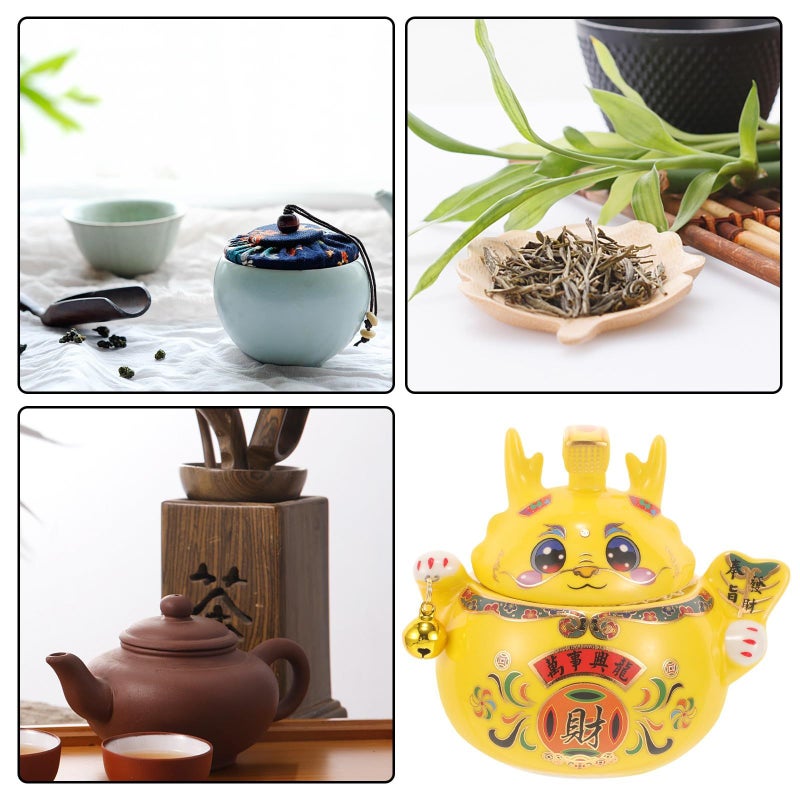 Ceramic Zodiac Dragon Canister With Lid Year Of The Dragon 2024 Decorative Tea Storage Jar Airtight Food Container For Kitchen And Home - Image 4