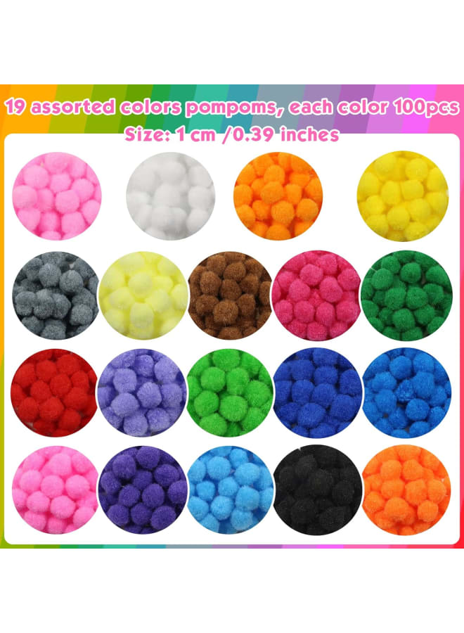 1900 قطعة 1 سنتيمتر متنوعة بوم بومس متعدد الألوان غامض الكريات كرات لوازم الفن مع عيون تذبذب لديي الحرف الزينة
