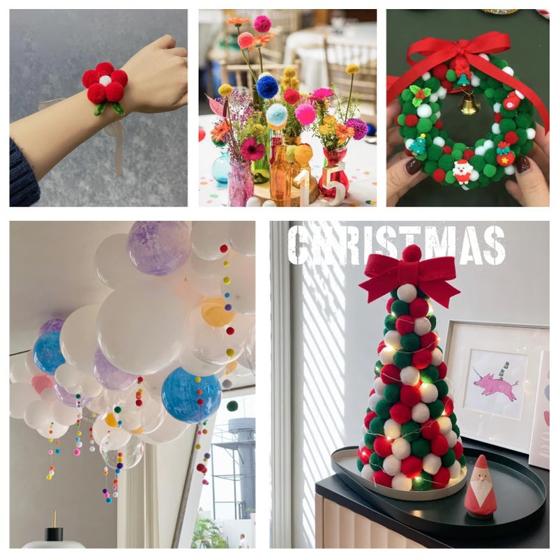 TOAOB THE ONE AND ONLY BABY TOAOB 1900pcs Pompoms for Crafts Small Size Pom Poms Balls Approximately 1cm Multi Color Fuzzy Art Supplies with Wiggle Eyes for DIY Crafts Decorations - Image 5