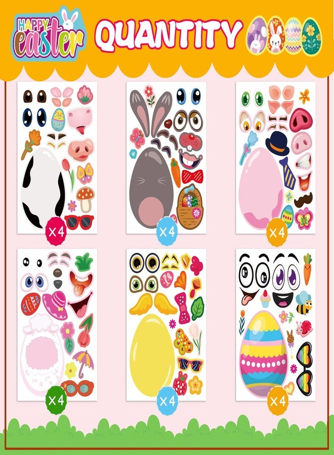 OTAITY 24 PCS Easter Stickers for Kids, Make A Face Stickers, Easter Basket Stuffers Egg-Themed Sticker for Families, Schools, Classroom Party Craft Favors - Image 2