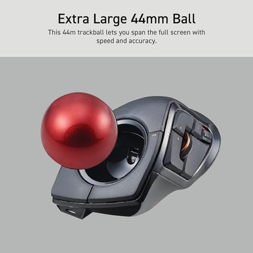 ELECOM DEFT PRO Trackball Mouse, Wired, Wireless, Bluetooth 3 Types Connection, Ergonomic Design, 8-Button Function, Red Ball, Windows11, MacOS (M-DPT1MRXBK) - Image 4