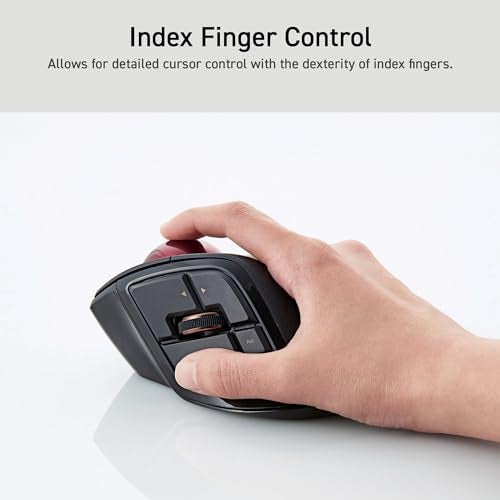 ELECOM DEFT PRO Trackball Mouse, Wired, Wireless, Bluetooth 3 Types Connection, Ergonomic Design, 8-Button Function, Red Ball, Windows11, MacOS (M-DPT1MRXBK) - Image 3
