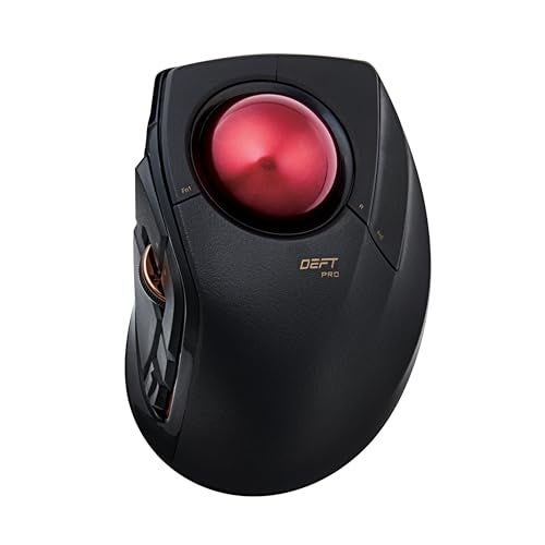 ELECOM DEFT PRO Trackball Mouse, Wired, Wireless, Bluetooth 3 Types Connection, Ergonomic Design, 8-Button Function, Red Ball, Windows11, MacOS (M-DPT1MRXBK) - Image 1