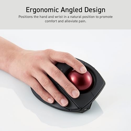 ELECOM DEFT PRO Trackball Mouse, Wired, Wireless, Bluetooth 3 Types Connection, Ergonomic Design, 8-Button Function, Red Ball, Windows11, MacOS (M-DPT1MRXBK) - Image 2