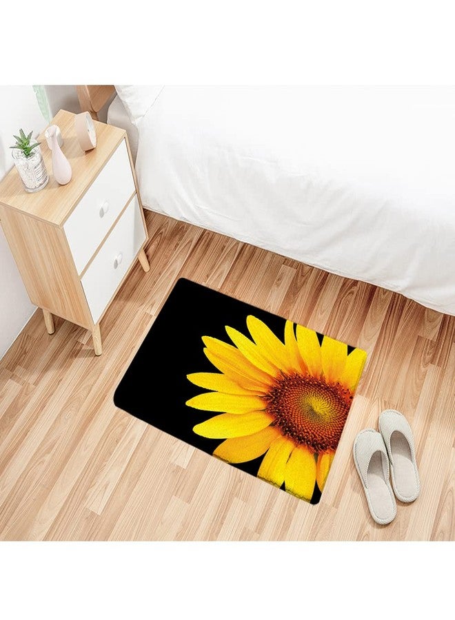 Careyoungs Sunflower Bath Rug Black and Yellow Summer Flower Absorbent Memory Foam Bathroom Mat Cover Floor Rug 29.5L x 17.7W Inches (75Lx45Wcm) - Image 3