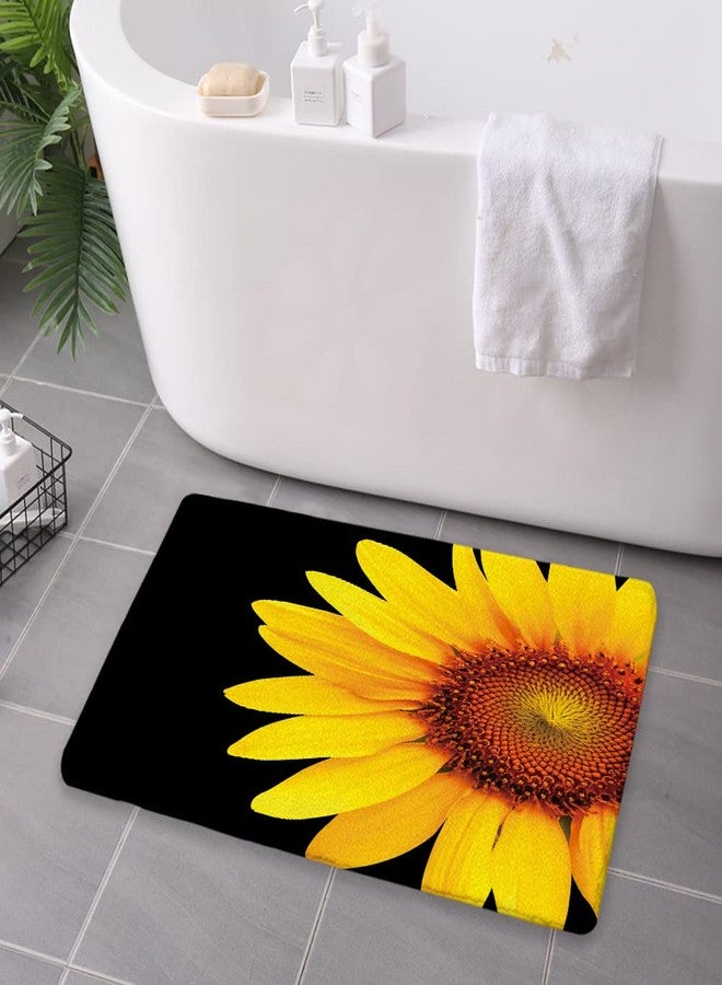 Careyoungs Sunflower Bath Rug Black and Yellow Summer Flower Absorbent Memory Foam Bathroom Mat Cover Floor Rug 29.5L x 17.7W Inches (75Lx45Wcm) - Image 2