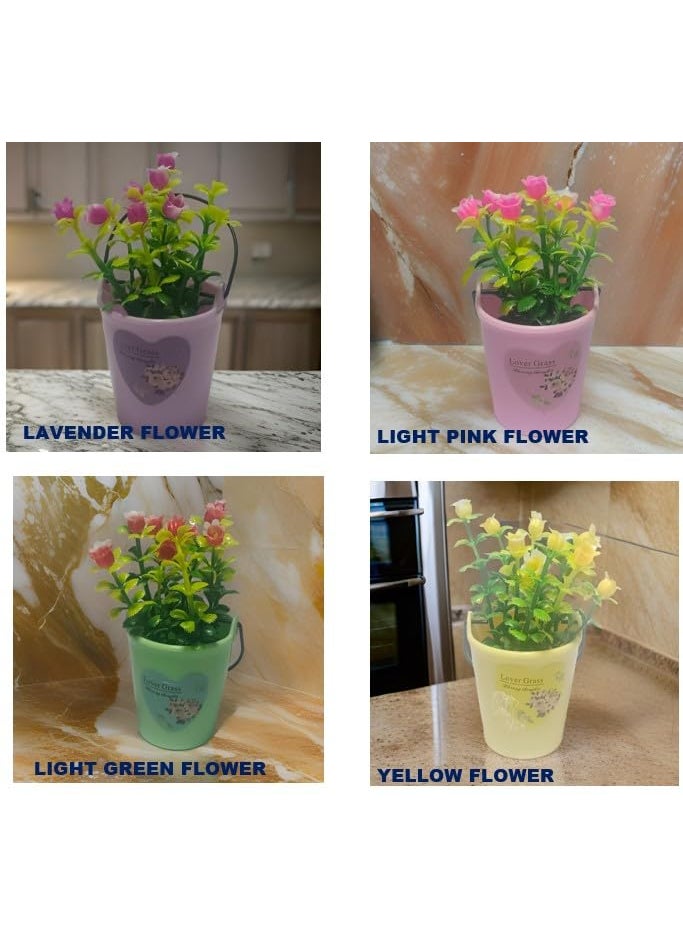 Generic VJS Stores VJS 0082 Decorative Artificial Plant in Color Pot with Stars Design Home Decor Gift SetTeachers Day GiftFarewell Day GiftShowcase Display Multi Colour  - Image 2