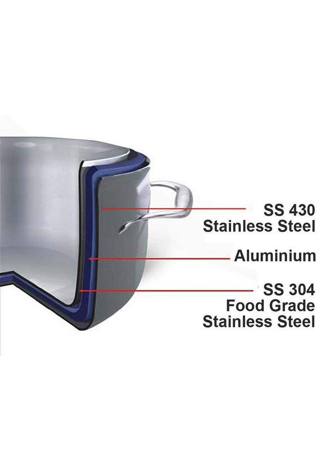 Vinod Bhaktee Triply Platinum 10/8 Stainless Steel Outer Lid Pressure Cooker (Steel, 2 liter) - Image 2