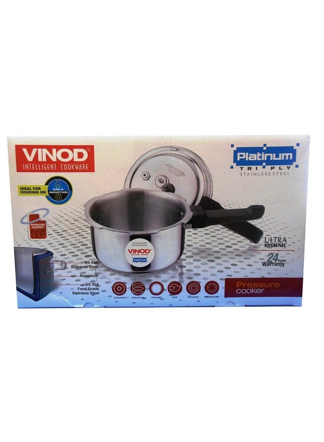 Vinod Bhaktee Triply Platinum 10/8 Stainless Steel Outer Lid Pressure Cooker (Steel, 2 liter) - Image 4